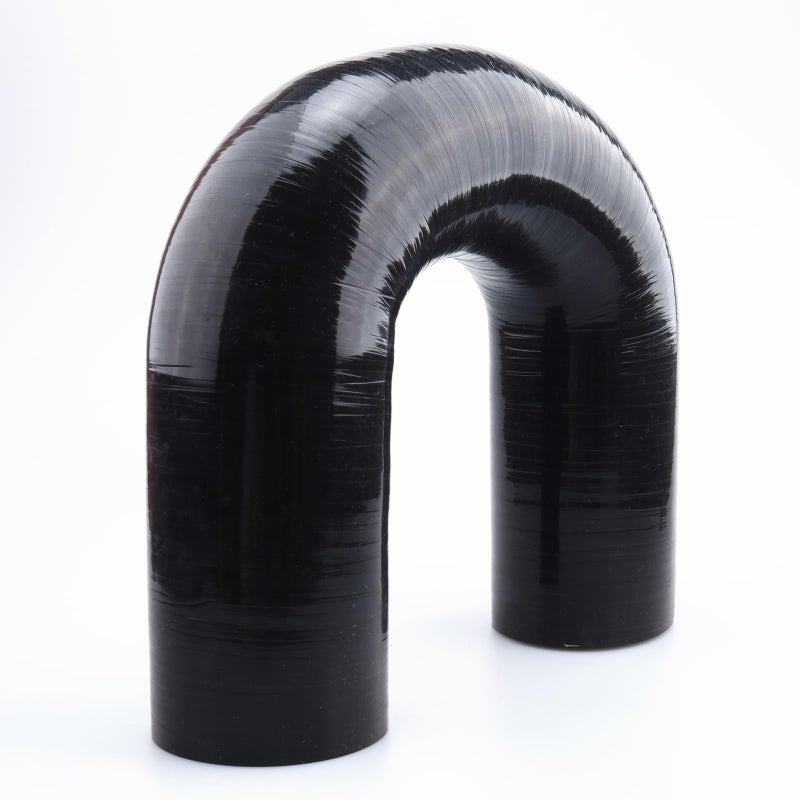 AC PERFORMANCE ID 3" (76mm) U Shape Hose, 180 Degree Elbow Coupler, Center to Center Distance 7.5" (190mm), Leg Length 9" (228mm), 3-Ply Reinforced, Automotive Pure Silicone Hose, Black - Image 2